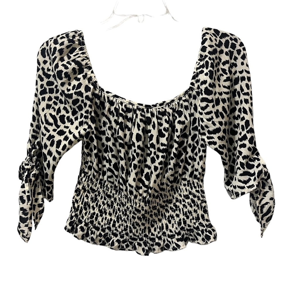 NWT She + Sky Women's Pleated Animal Print New Crop Top Off Shoulder SMALL NEW‎